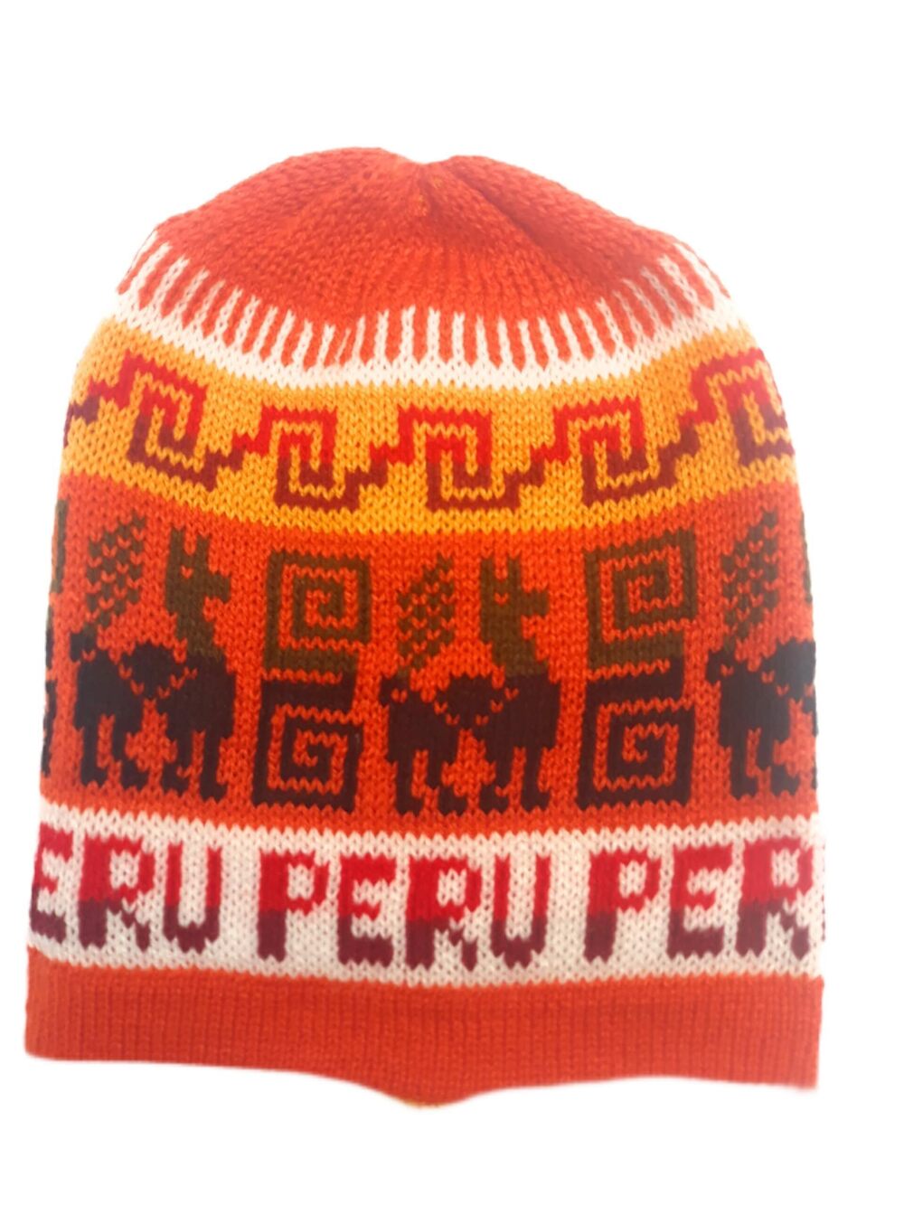 9406 Real Alpaca Peruvian Chullo Beanie Hat Alpaca Wool Reversible